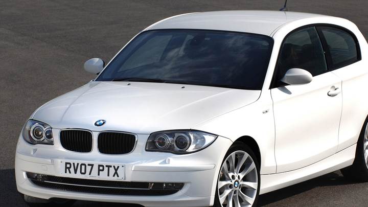 Front Pose Of BMW 1 Series 3 Door In White
